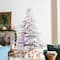Glitzhome® 7.5ft Pre-Lit Flocked Full Fir Artificial Christmas Tree, Multicolor LED Lights